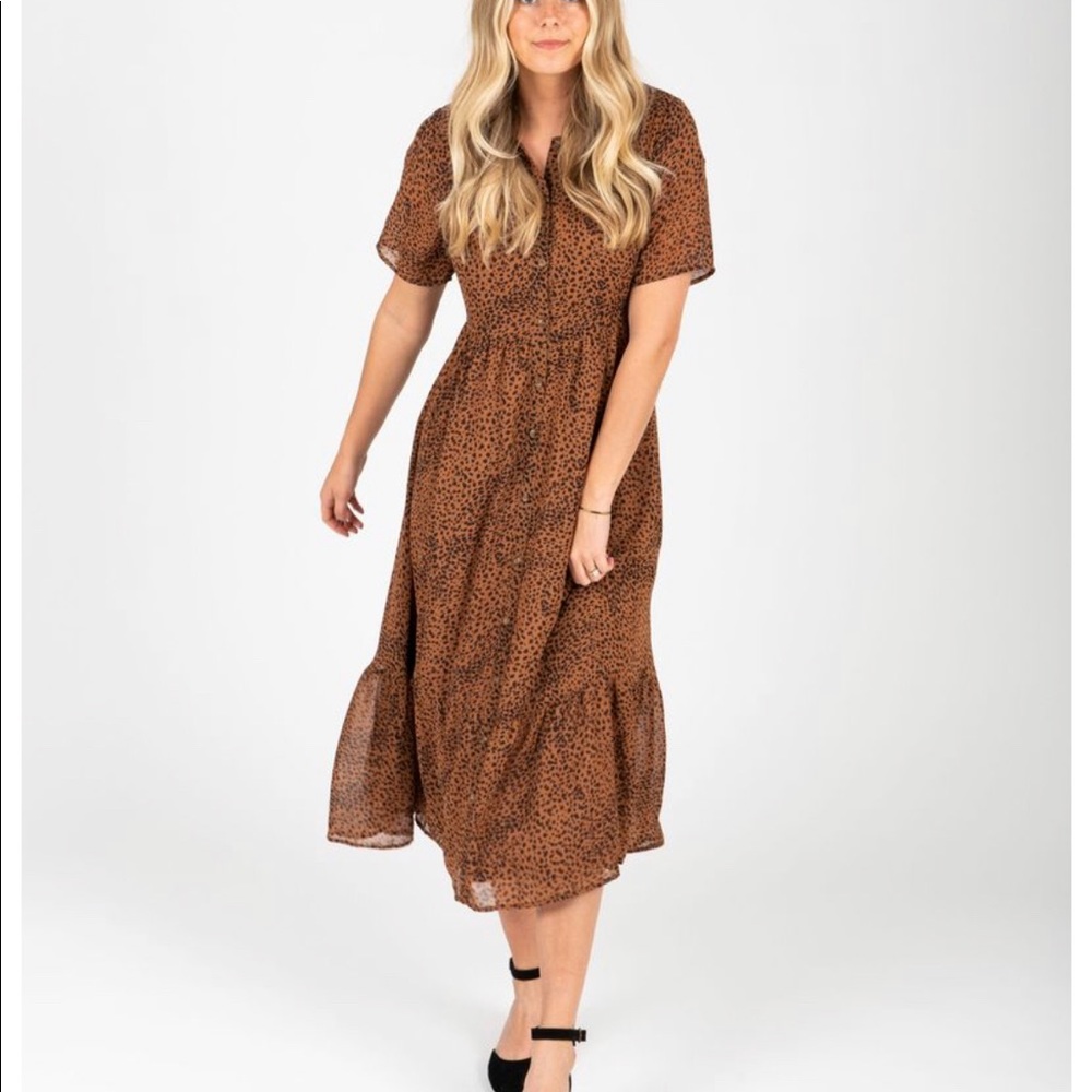 Piper and Scoot Lana Leopard Button Dress-Sz Large